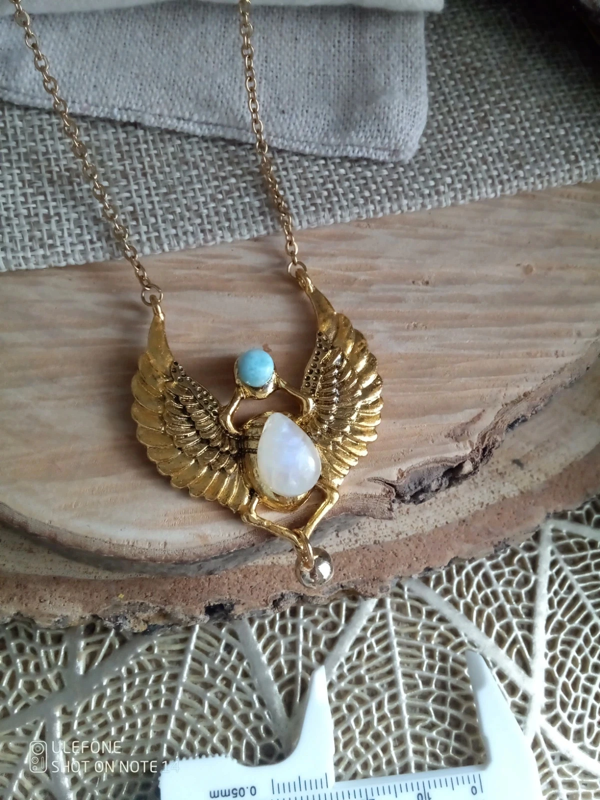 Collier scarabée en pierres naturelles semi précieuses – photo 2